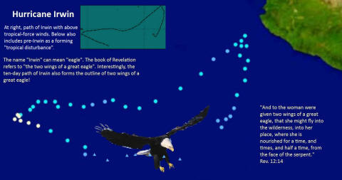 Hurricane Irwin, meaning "eagle", forms two wings of a great eagle.