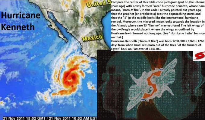 Hurricane Kenneth is born 1260,000 + 1260 + 1260 days from the Exodus from Egypt.