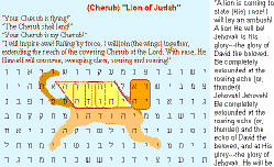 Here we only have three intersecting circles; however, the reading seen at the right of this image is taken from the seven intersecting circles found several images earlier in the "leaping lion". The circles read forward and backward in alternating directions.