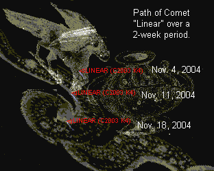 Raven eats comet!  Bible Prophecy Code! Three frames superimposed---each one week apart.
