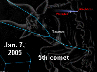 5th comet of year, seen here over plaiedes---as in dream and bible code prophecy.
