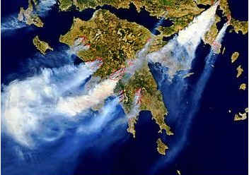 Fires in Greece. Image by NASA