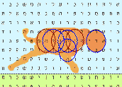 Seven intersecting circles read forward and backward in alternating directions. Click on the flying lion several images down to read what circles say, (at right of that image.)