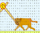 Picture Bible Code of the Lion of the Tribe of Judah bearing His cross, staff, rod, and sword! "His star" shines at top! All pretenders to the throne will be crushed.