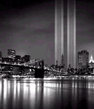 Twin towers light beams.